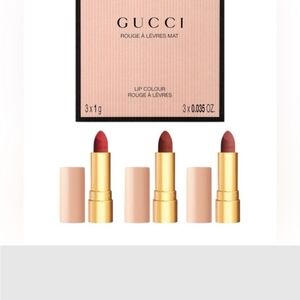 Gucci Rouge à Lèvres Mat Lipstick Trio - Bold Red, Soft Pink, Rich Brown